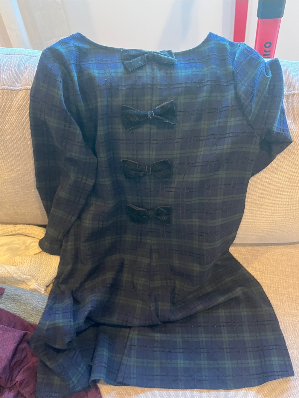 crown & ivy Black and Dark Green Plaid Kids Skirt